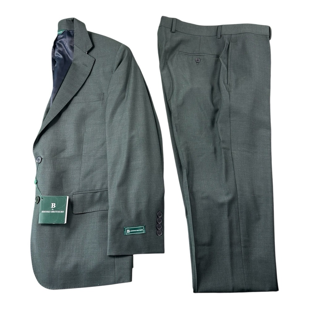 Brooks Brothers Forest Green Wool Men's 2 Piece Suit Size 40S 36x34 NWT